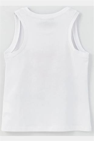 Kız Çocuk Pamuklu Tshirt Beyaz - Surfy