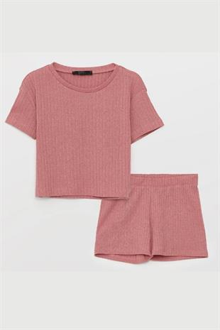 Kız Çocuk Pembe Kısa Kaşkorse Takım - Larem