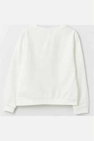 Kız Çocuk Sweatshirt Baskılı Beyaz- Miranda