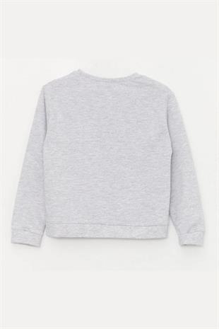 Kız Çocuk Sweatshirt Baskılı Gri- Serena