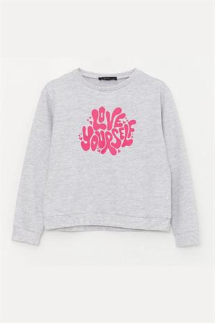 Kız Çocuk Sweatshirt Baskılı Gri- Serena