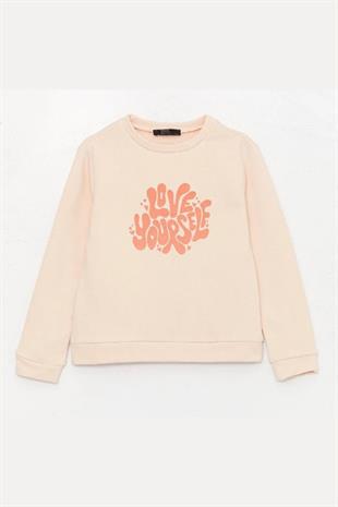 Kız Çocuk Sweatshirt Baskılı Pembe- Serena