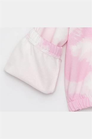 Kız Çocuk Sweatshirt Batik Desenli Pembe- Mila