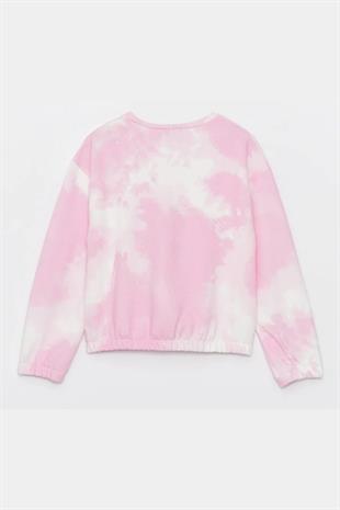 Kız Çocuk Sweatshirt Batik Desenli Pembe- Mila