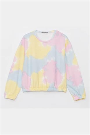 Kız Çocuk Sweatshirt Batik Desenli Sarı- Mila