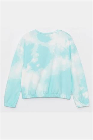 Kız Çocuk Sweatshirt Batik Desenli Yeşil- Mila