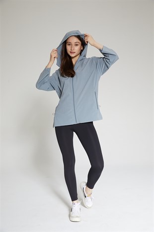 Mavi Kadın Fermuarlı Kapşonlu Yağmurluk - Gain