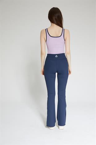 Mor Kadın İnce Kolsuz Fitilli Fermuar Detaylı Bodysuit - Front