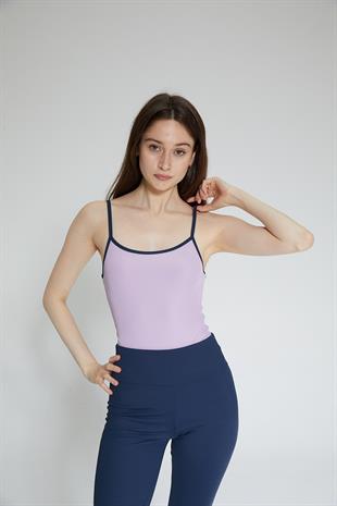 Mor Kadın Yazlık Kolsuz Fitilli Askılı Bodysuit - Vore