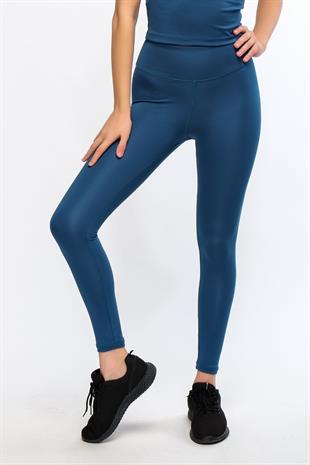 Petrol Kadın Yüksek Bel Soft Touch Spor Tayt - Lemina