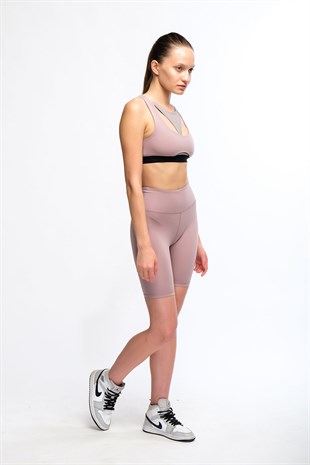 Rose Kadın Yüksek Bel Soft Touch Biker Kısa Şort Spor Tayt - Pageda