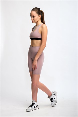 Rose Kadın Yüksek Bel Soft Touch Biker Kısa Şort Spor Tayt - Pageda