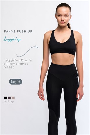 Siyah Kadın Hafif Destekli Çapraz Sırt Detaylı Spor Sütyeni Bra - Mery