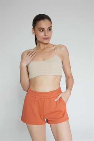 Turuncu Kadın Soft Touch Kısa Şort - Eva