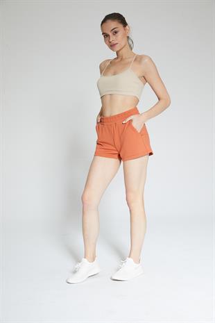 Turuncu Kadın Soft Touch Kısa Şort - Eva