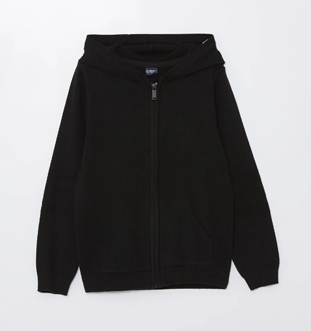 Erkek Çocuk Fermaurlı Sweatshirt Siyah - Alex