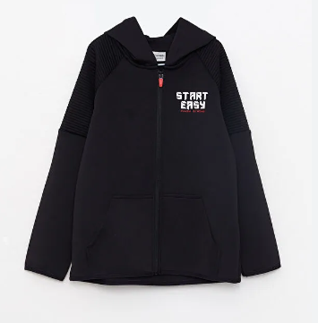 Erkek Çocuk Fermaurlı Sweatshirt Siyah - Geopan