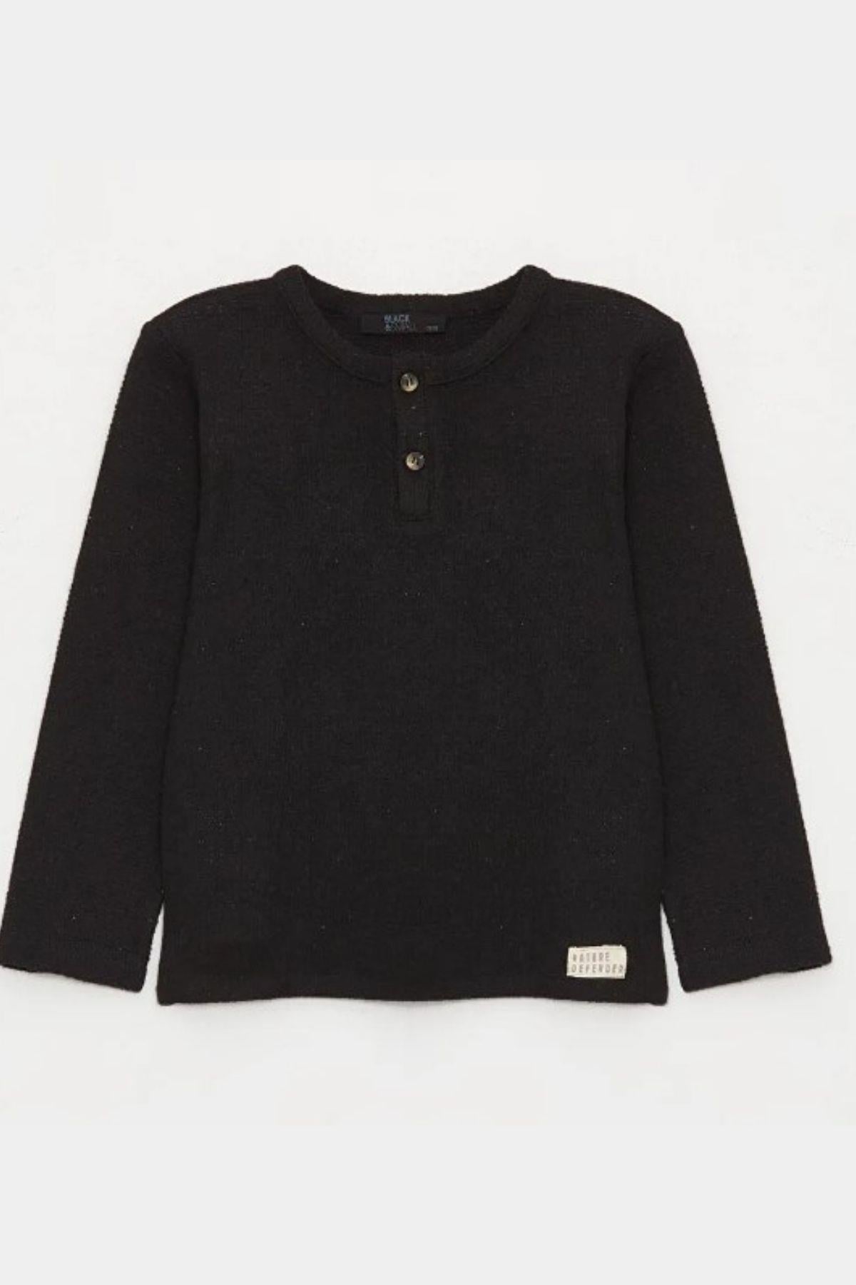 Erkek Çocuk Sweatshirt Siyah - Waffle