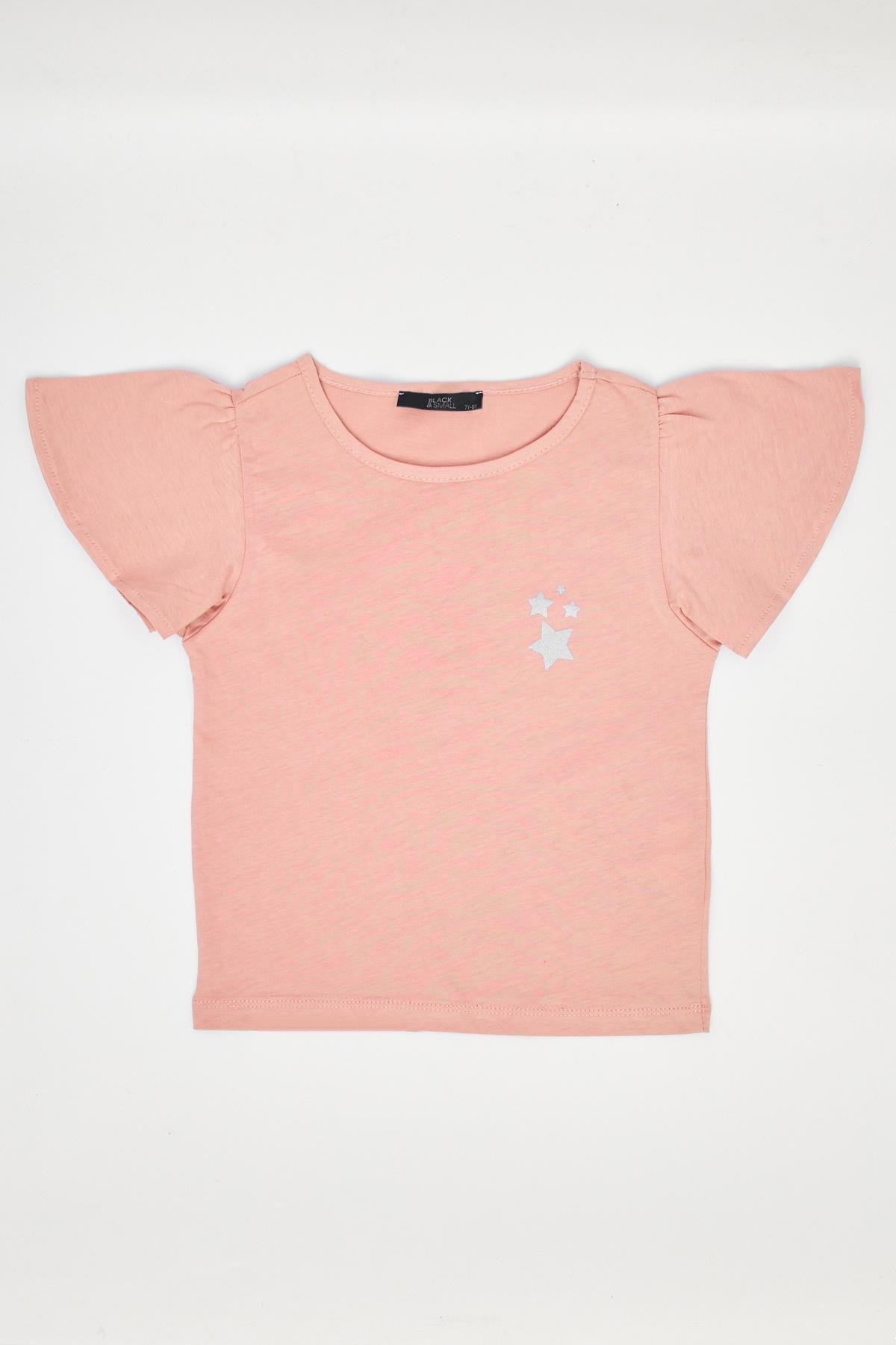Kız Çocuk Fırfırlı Tshirt Pembe - Peri
