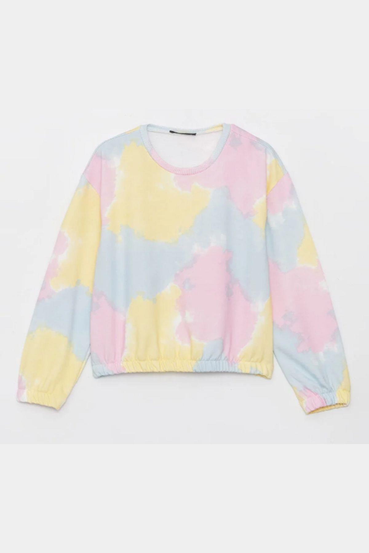 Kız Çocuk Sweatshirt Batik Desenli Sarı- Mila