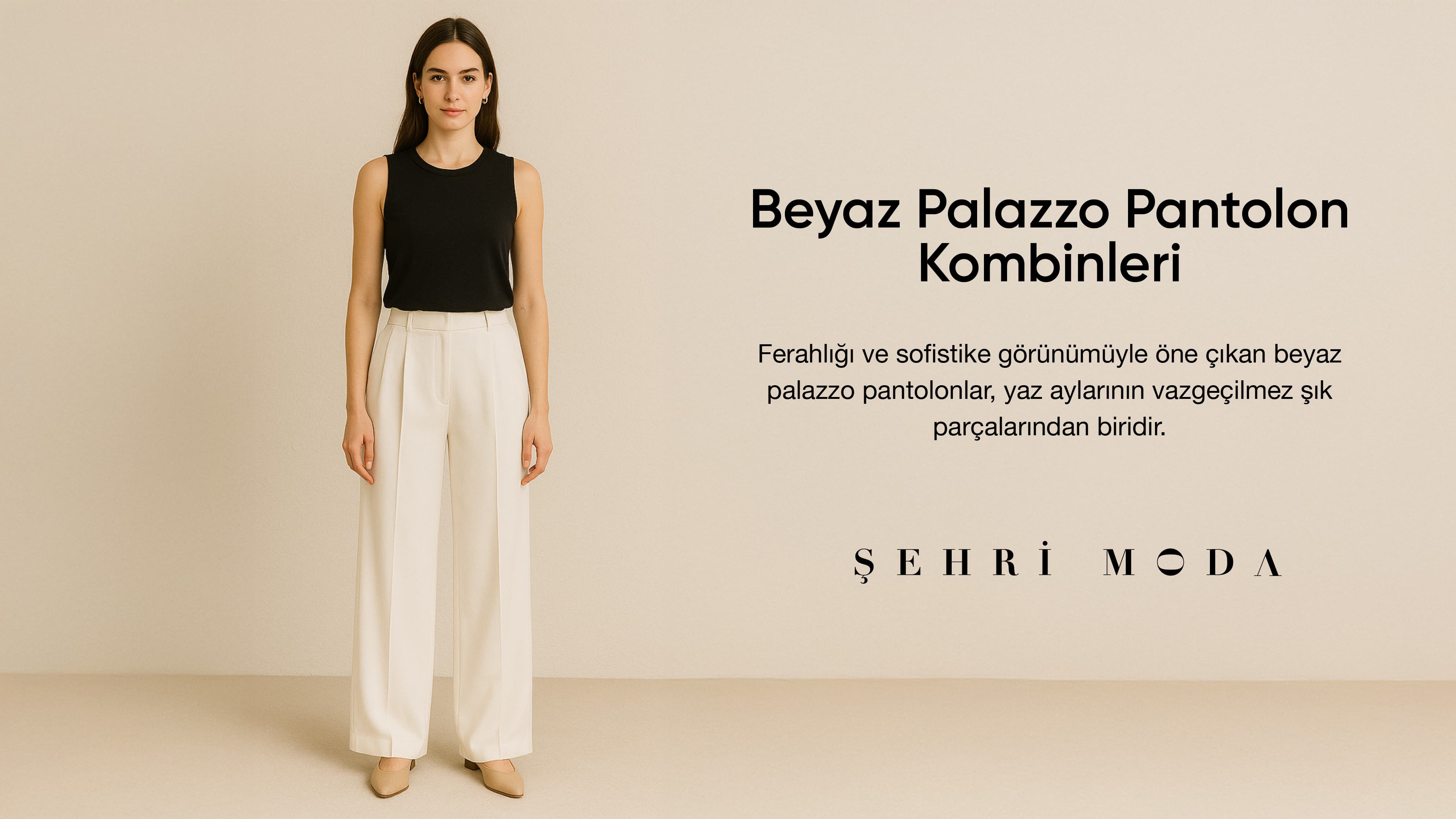 beyaz palazzo pantolon kombinleri