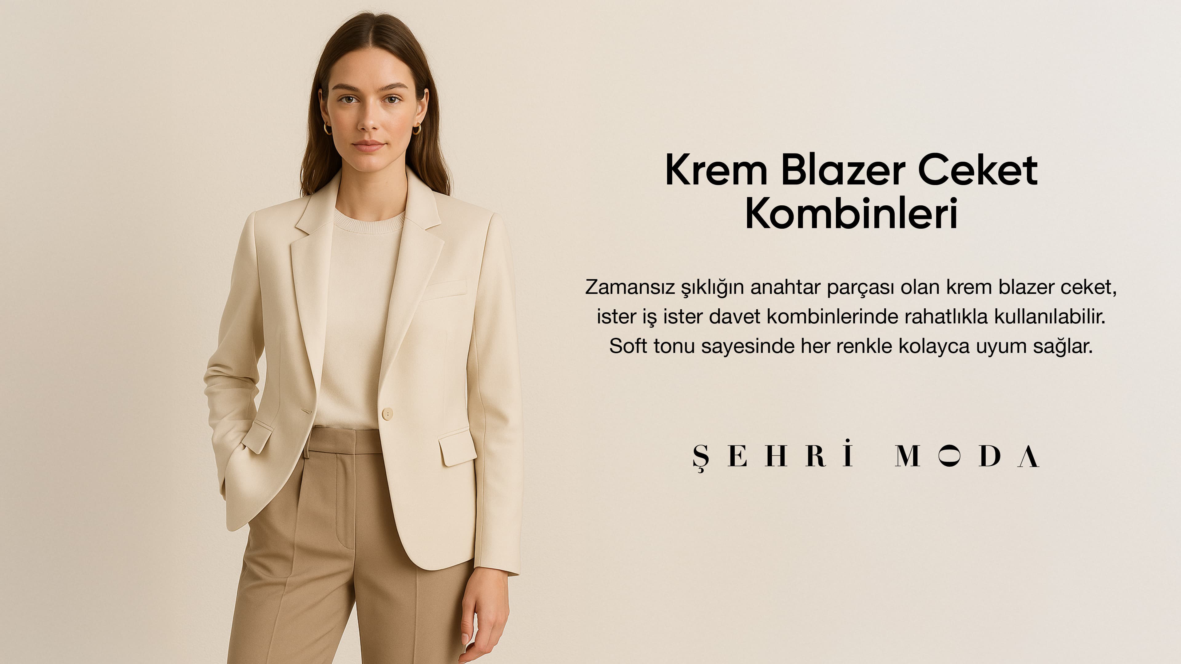 krem blazer ceket kombinleri