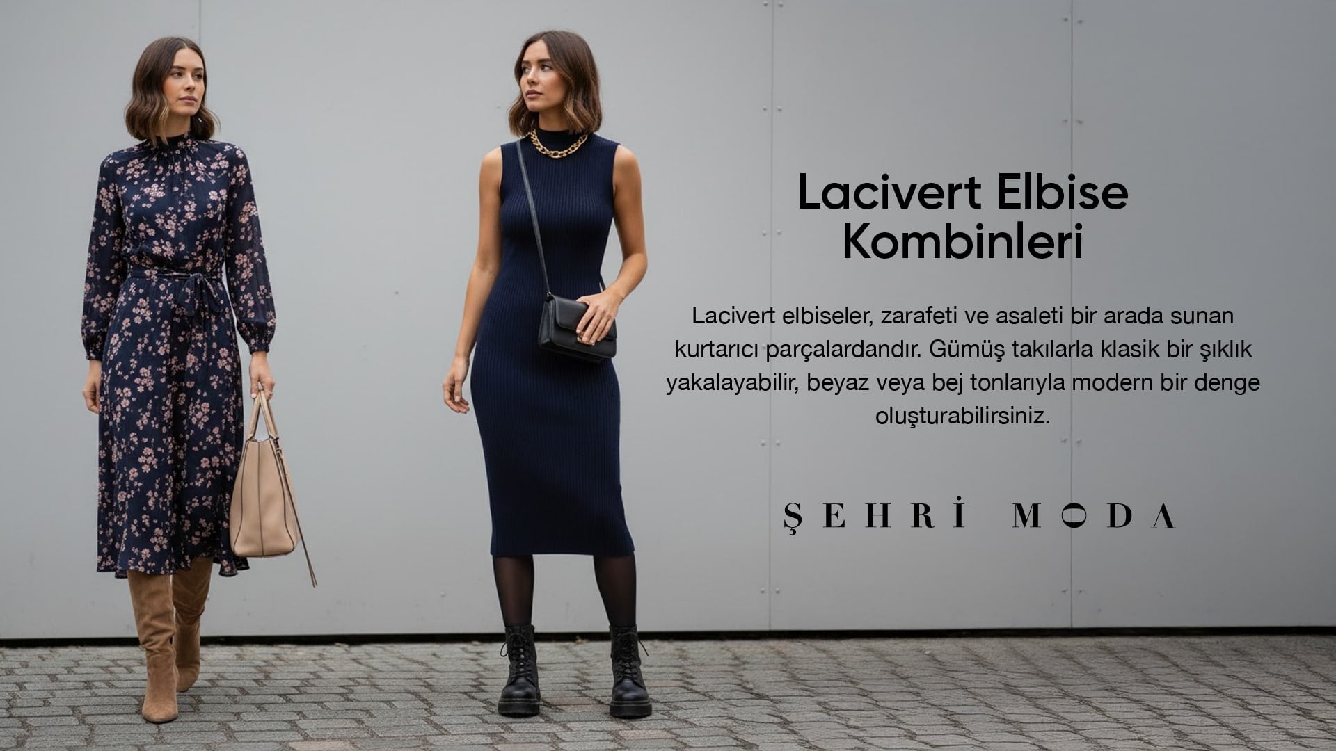 Lacivert Elbise Kombinleri Tesettür