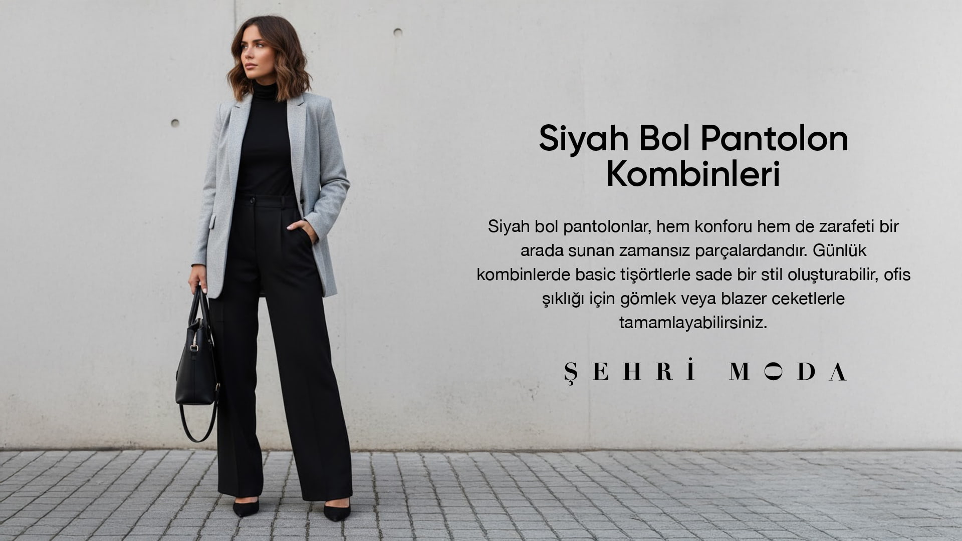 siyah bol pantolon kombinleri