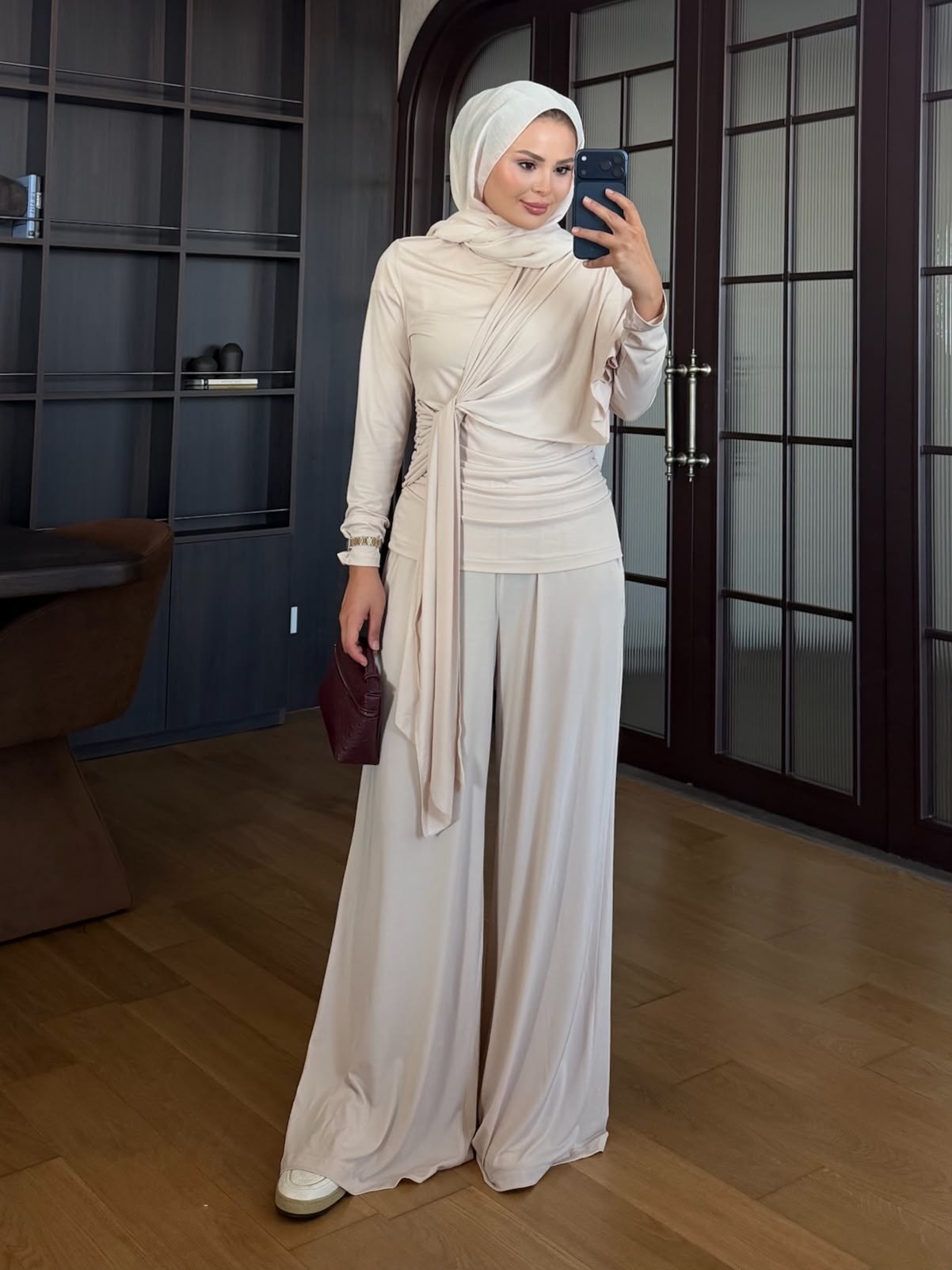 Çapraz Bağlmalı Takım Bej