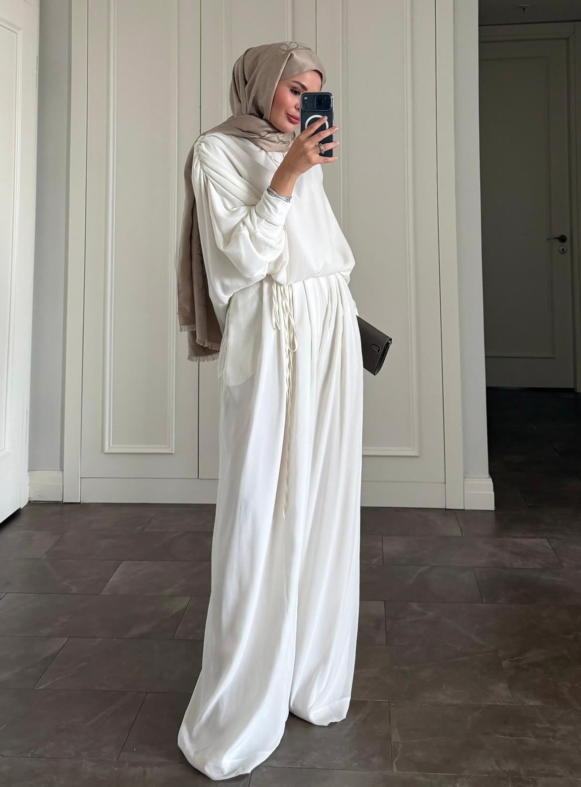 Think Pantolonlu Takım Ekru