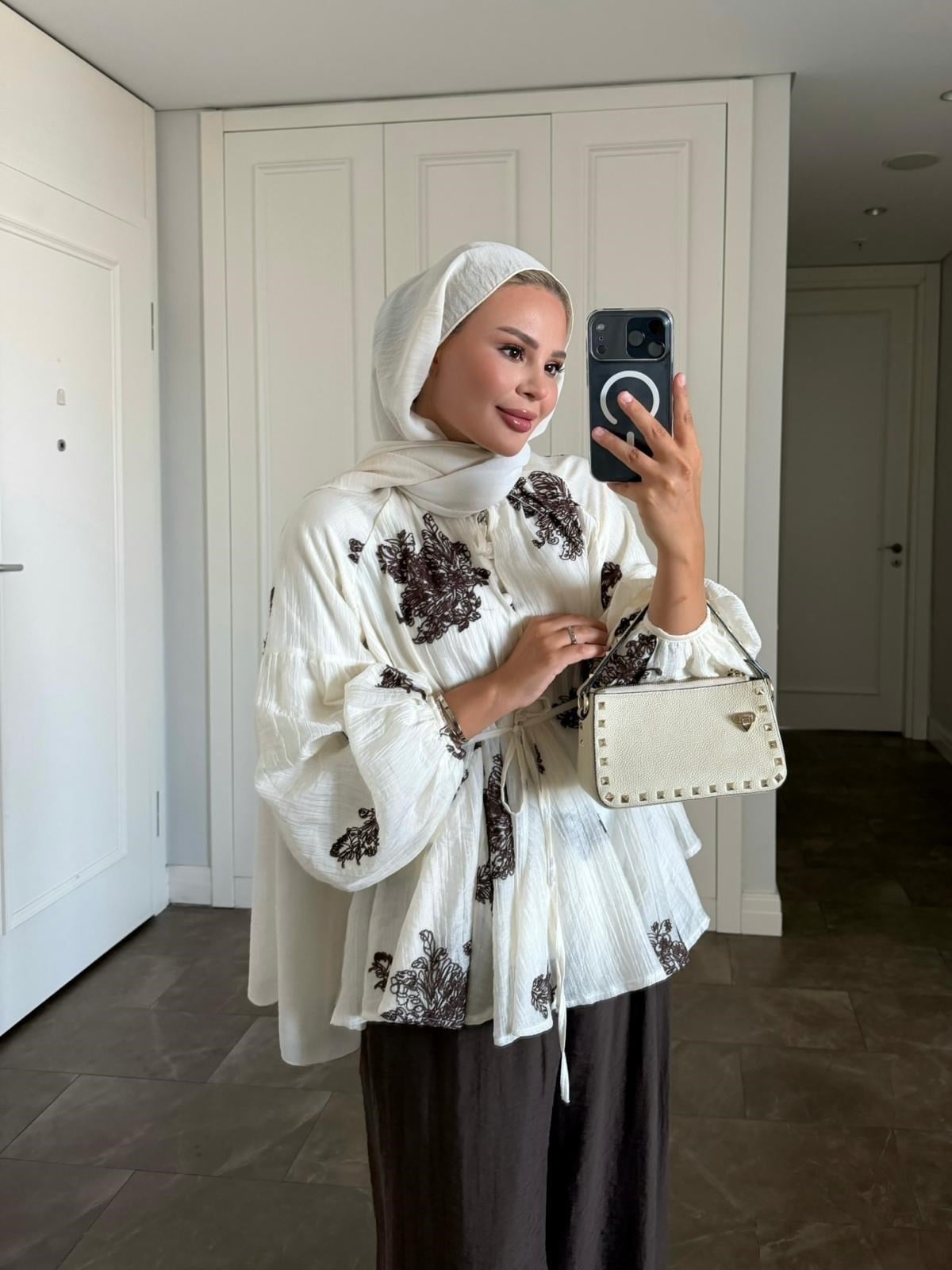 Mira Pantolonlu Takım Ekru