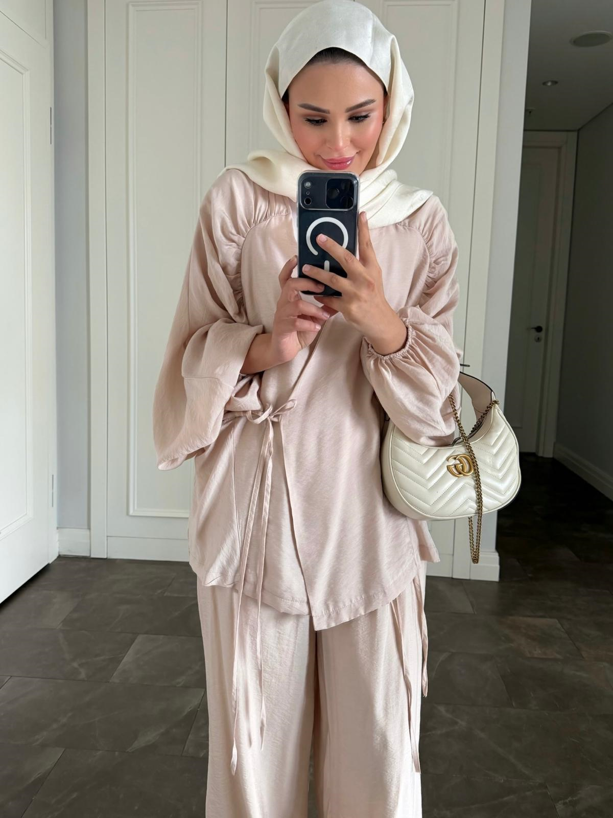 Ferino Tensel Takım Bej