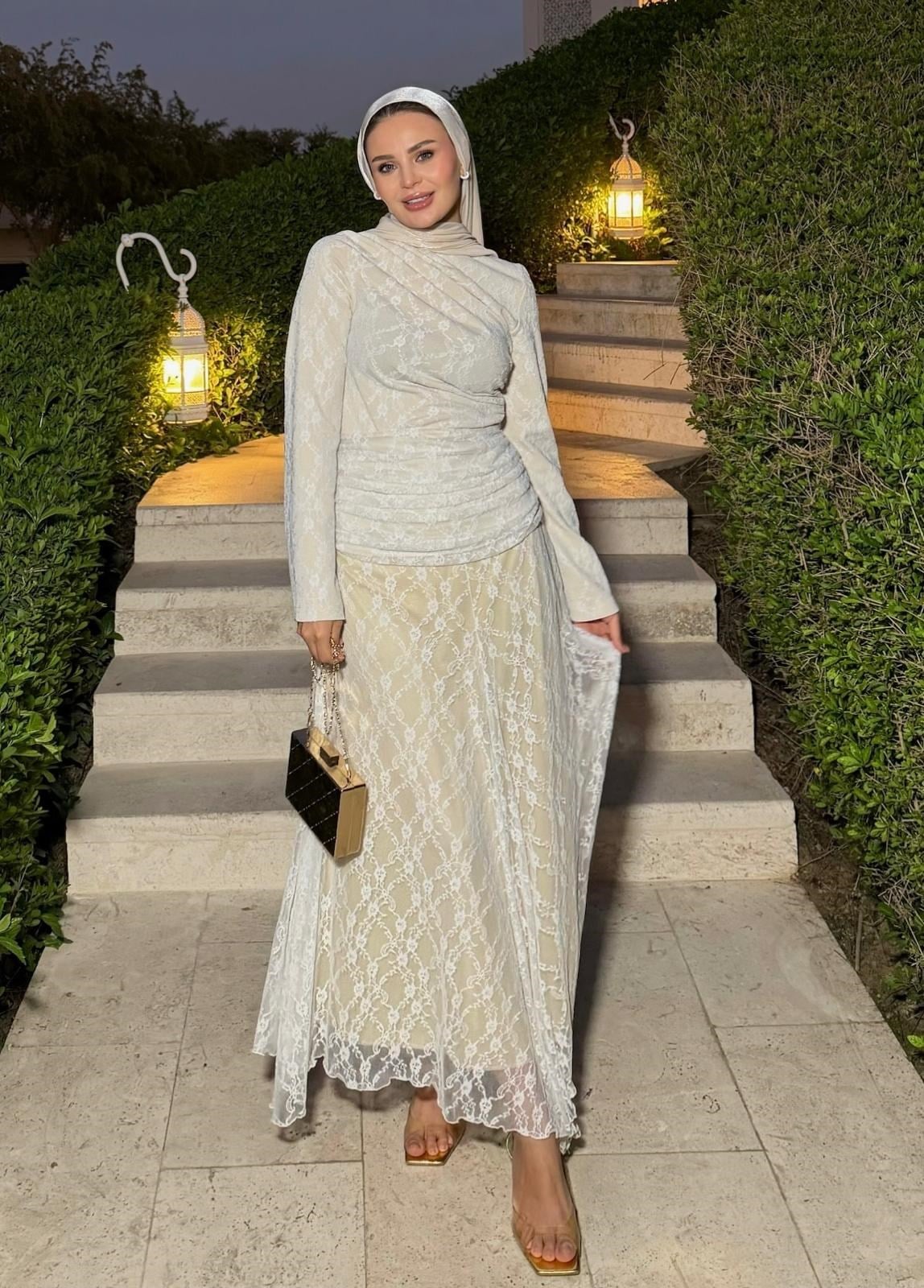 Elegant Dantelli Takım Bej