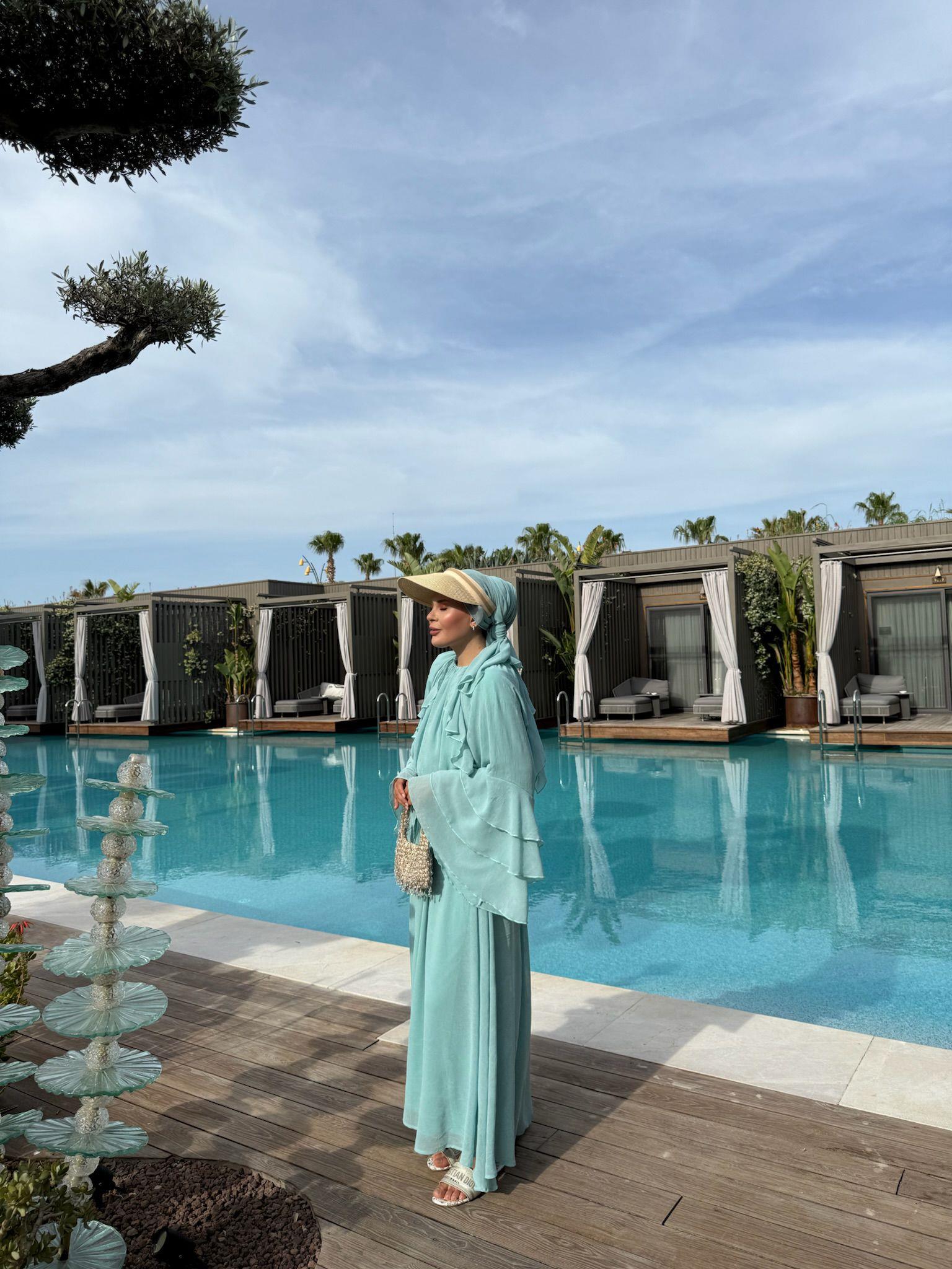 Farabalı Elbise Mint Yeşili 