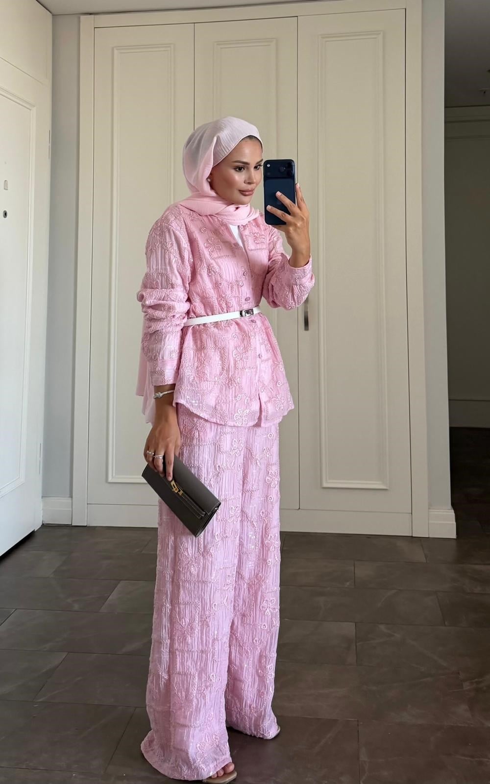 İthal Pantolonlu Takım  Pembe