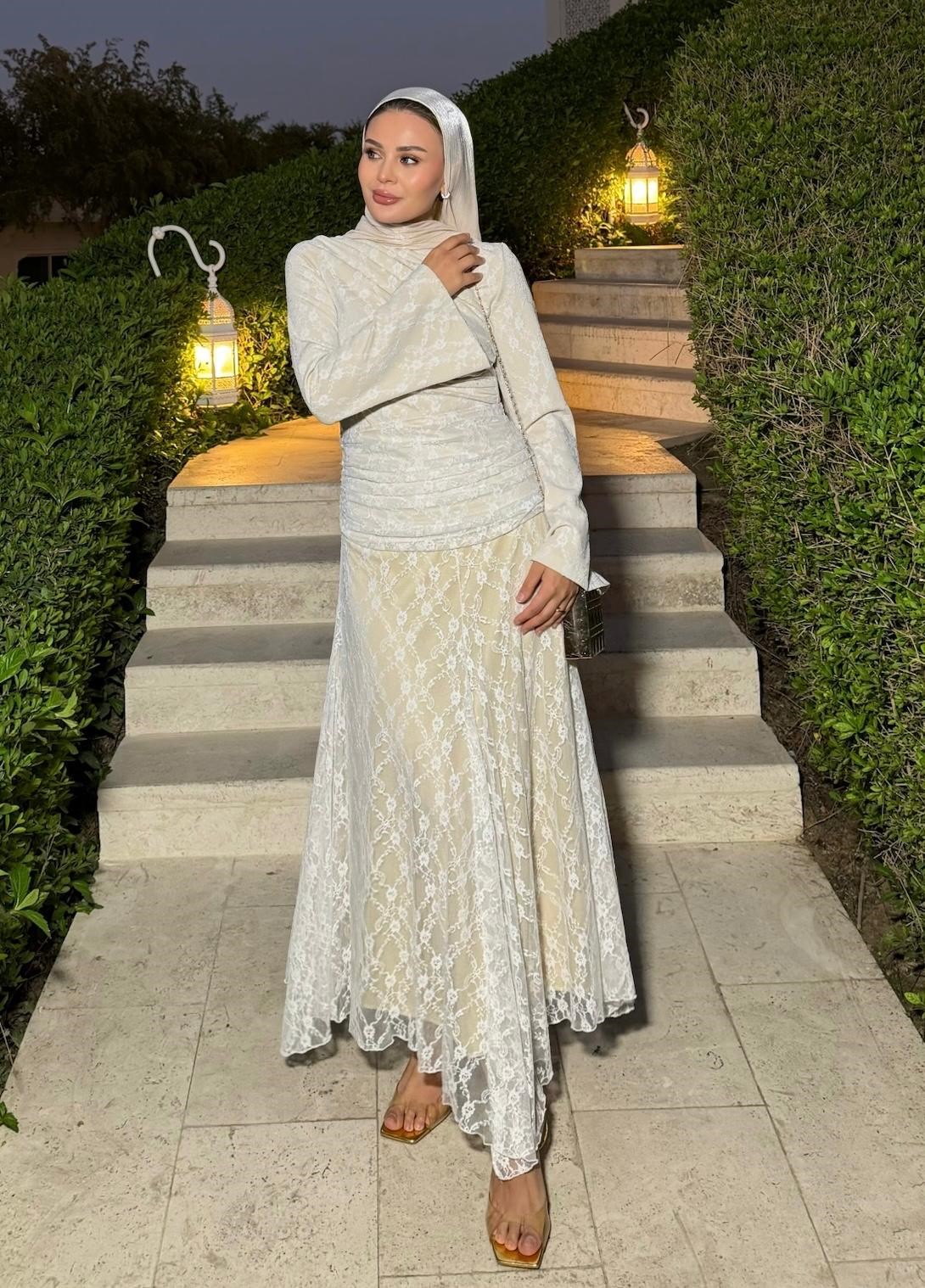 Elegant Dantelli Takım Bej