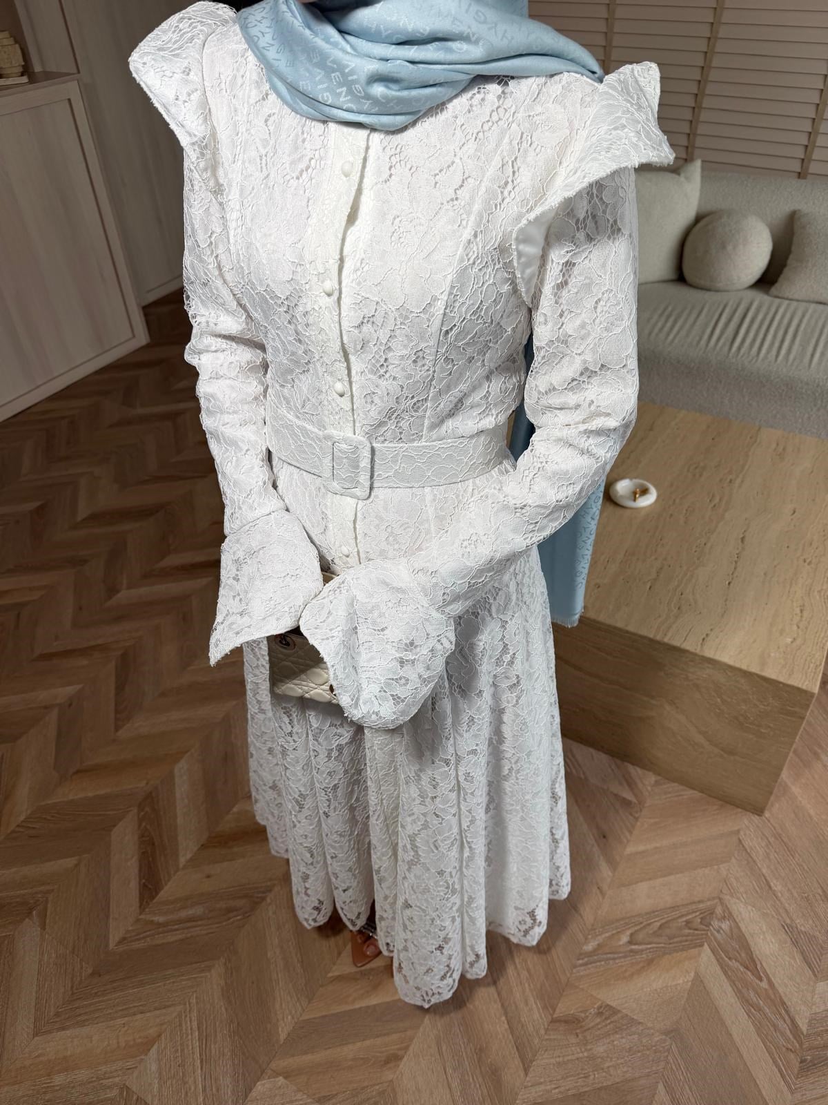 İvory Dantelli Elbise Ekru