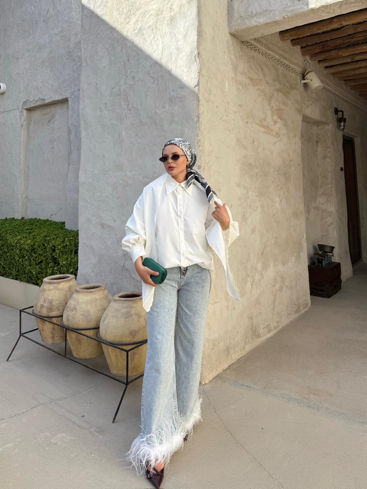 Güpürlü Gömlek Beyaz 