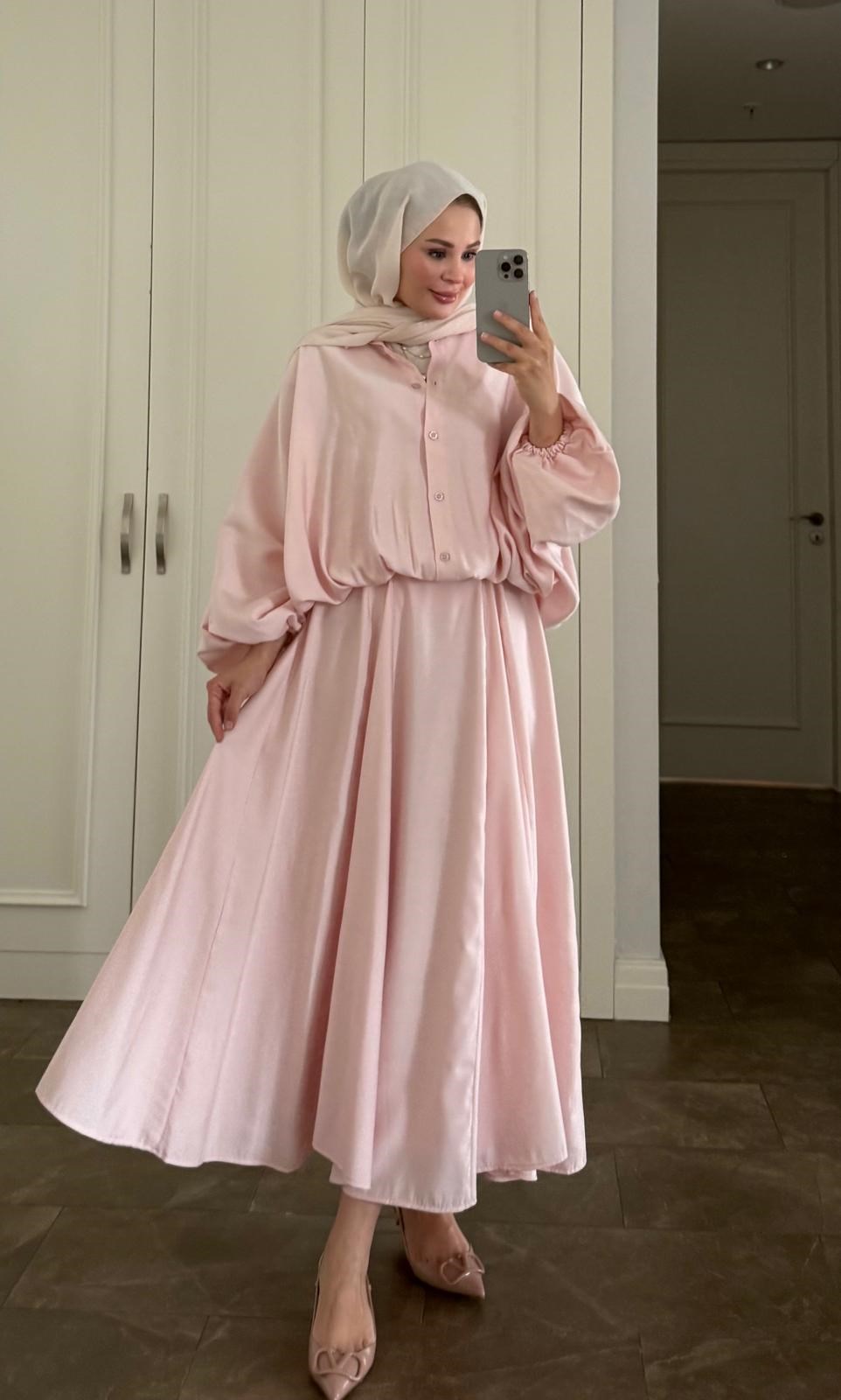 Buğlem Etekli Takım Pembe