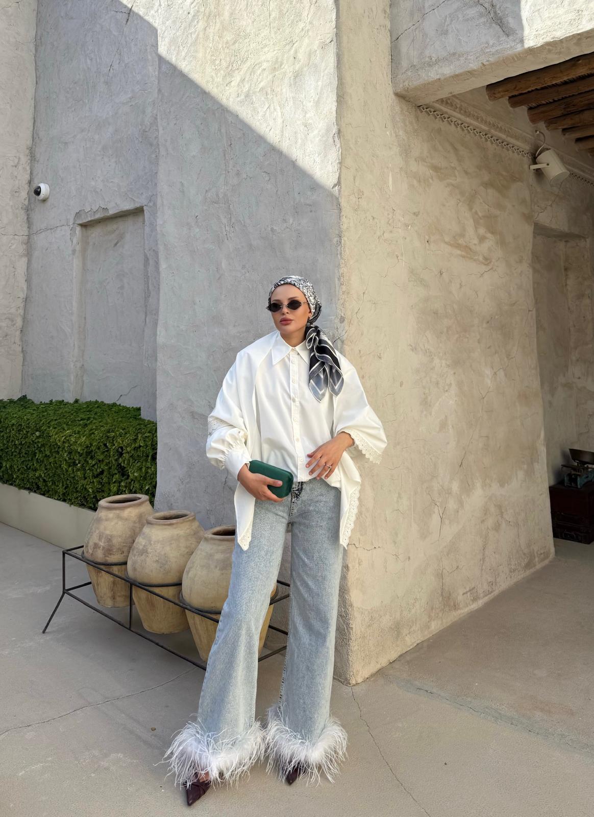 Güpürlü Gömlek Beyaz 