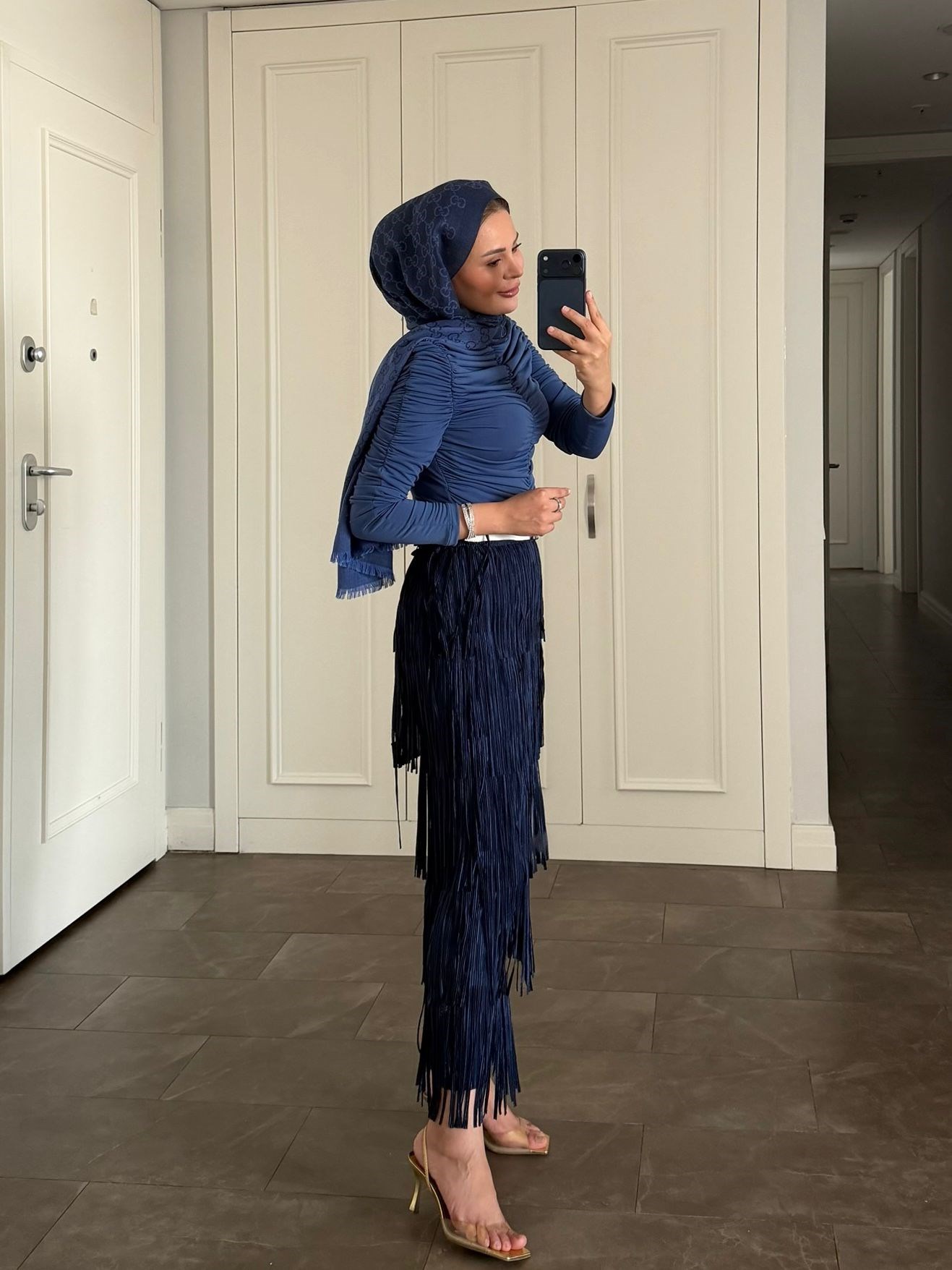 Pera Etekli Takım Saks Mavisi