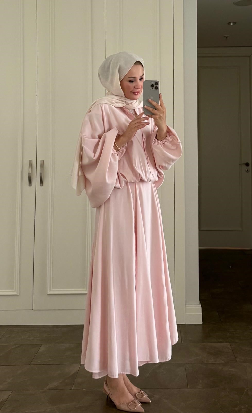 Buğlem Etekli Takım Pembe