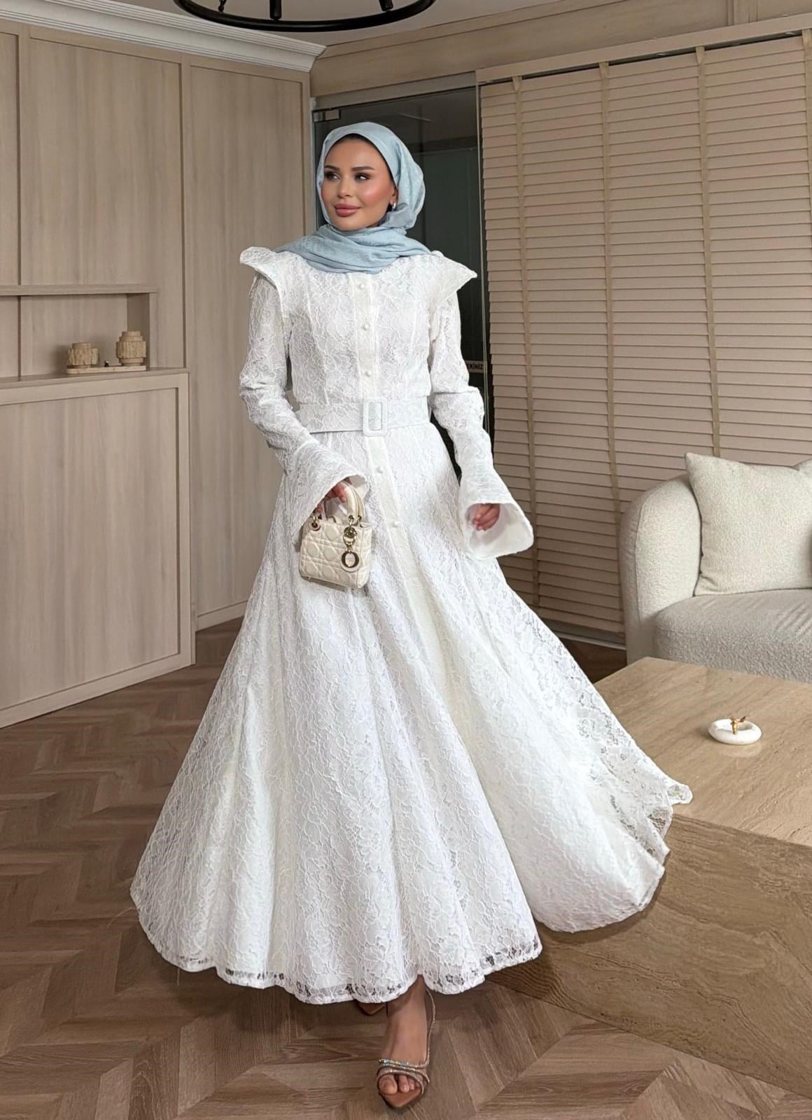 İvory Dantelli Elbise Ekru