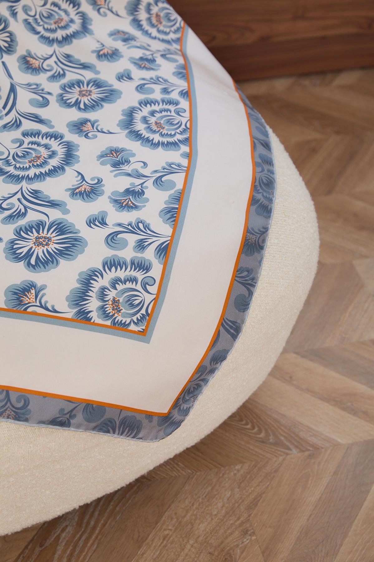 BOTANİK TWİLL İPEK EŞARP MAVİ 