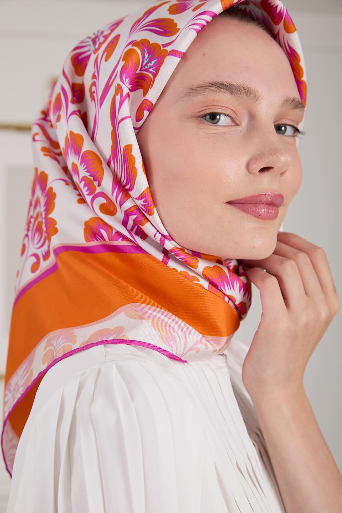 BOTANİK TWİLL İPEK EŞARP TURUNCU 