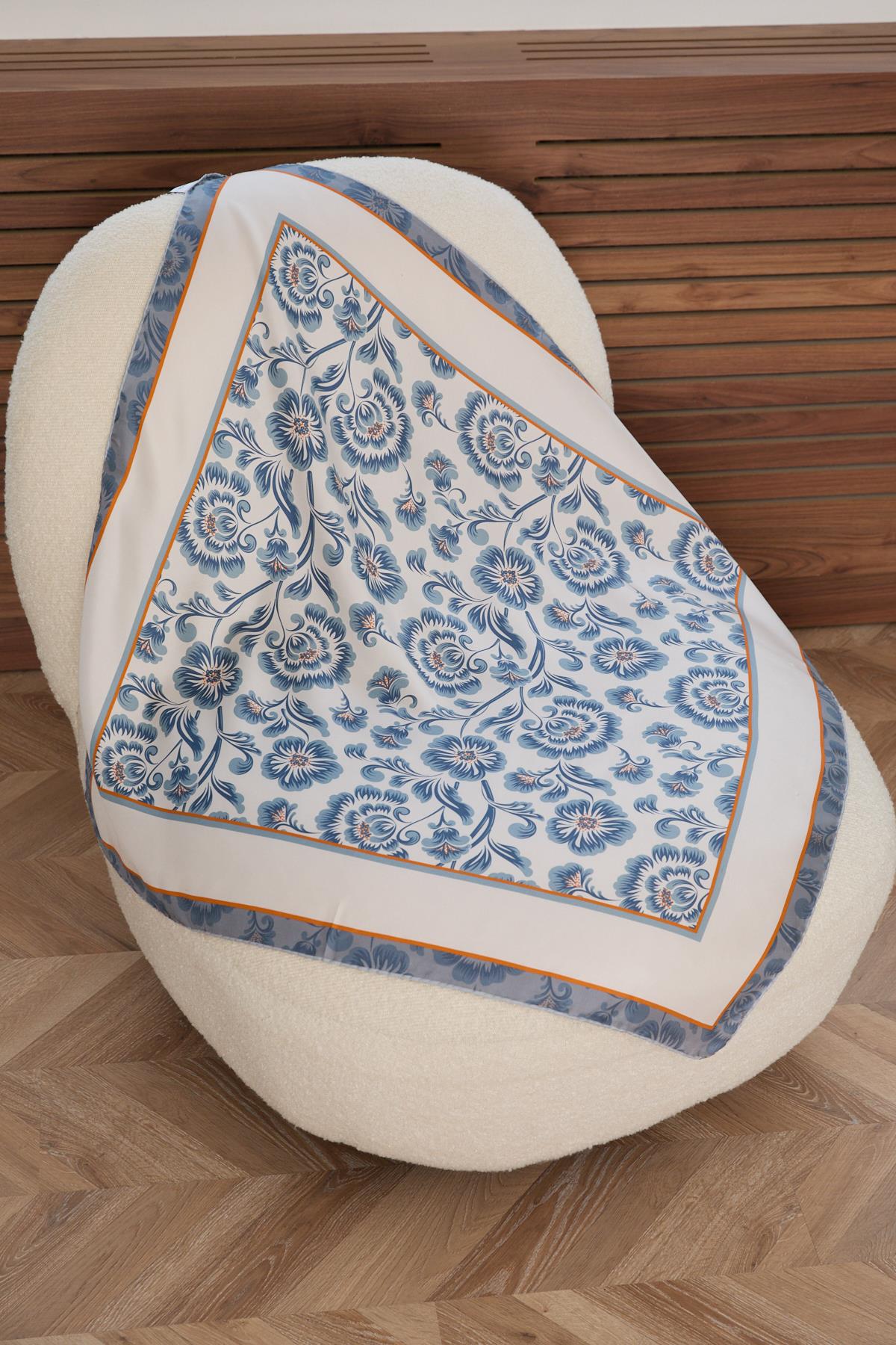 BOTANİK TWİLL İPEK EŞARP MAVİ 