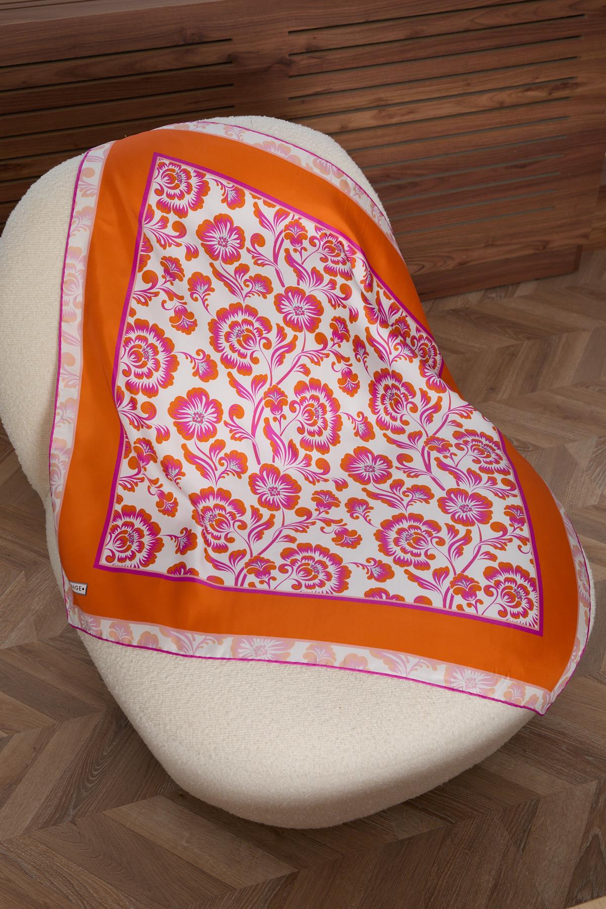 BOTANİK TWİLL İPEK EŞARP TURUNCU 