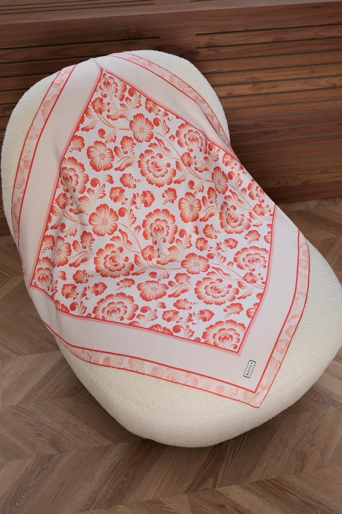 BOTANİK TWİLL İPEK EŞARP KIRMIZI