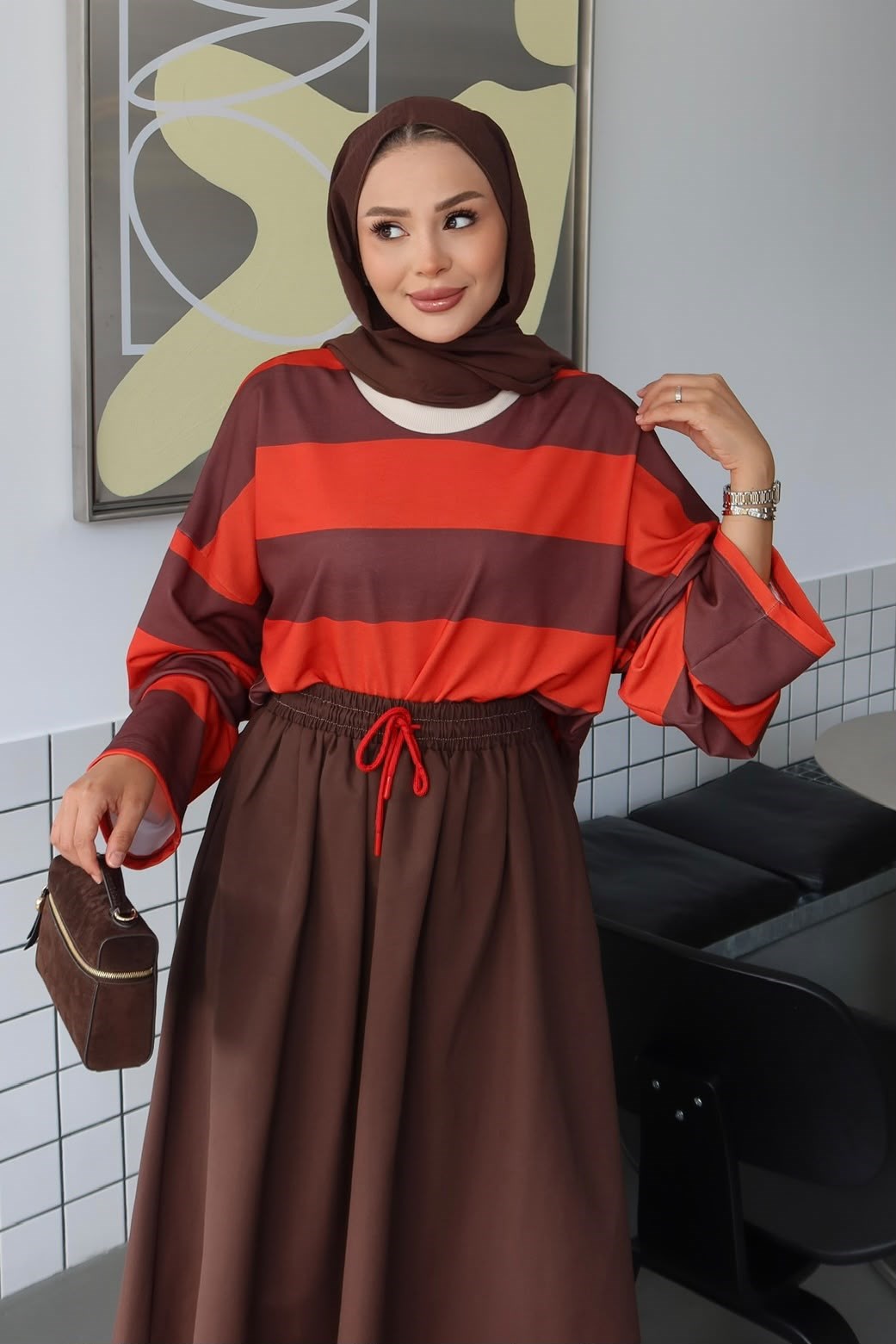 Basic Sweatshirt Bordo Kahve