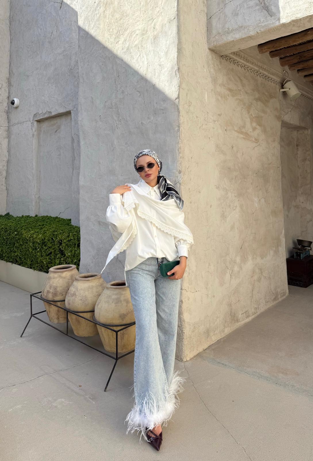 Güpürlü Gömlek Beyaz 